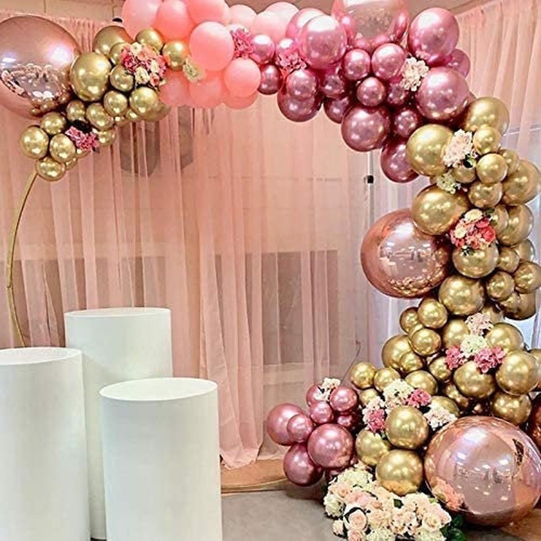 Dusty Rose Balloon Garland Kit Retro Pink Gold Chrome Balloon Arch 150Pcs  Latex