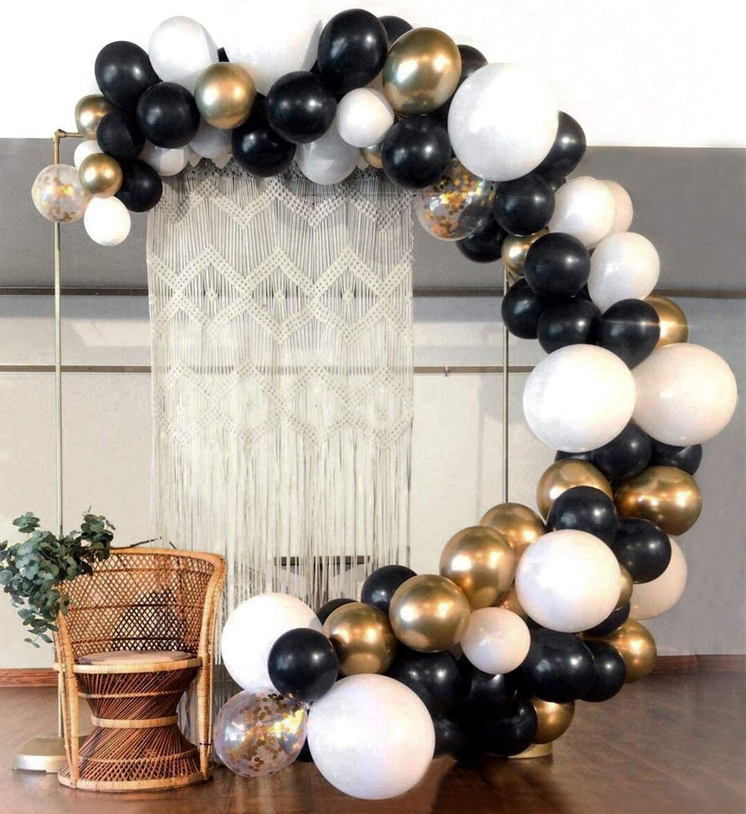 Black Gold White Balloon Garland Arch Kit 92pcs Balloons16ft - Etsy
