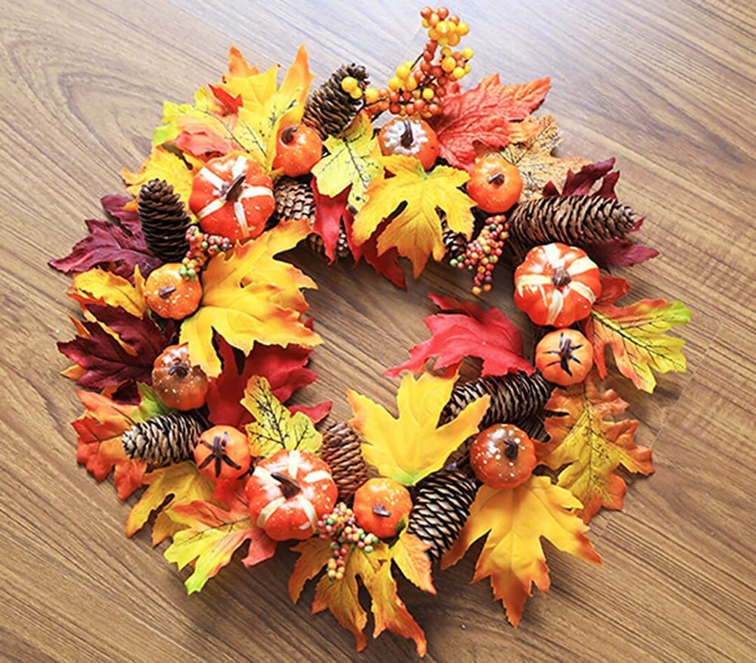 17 Inch Fall Wreath Front Door Wreath Fall Decorations With - Etsy