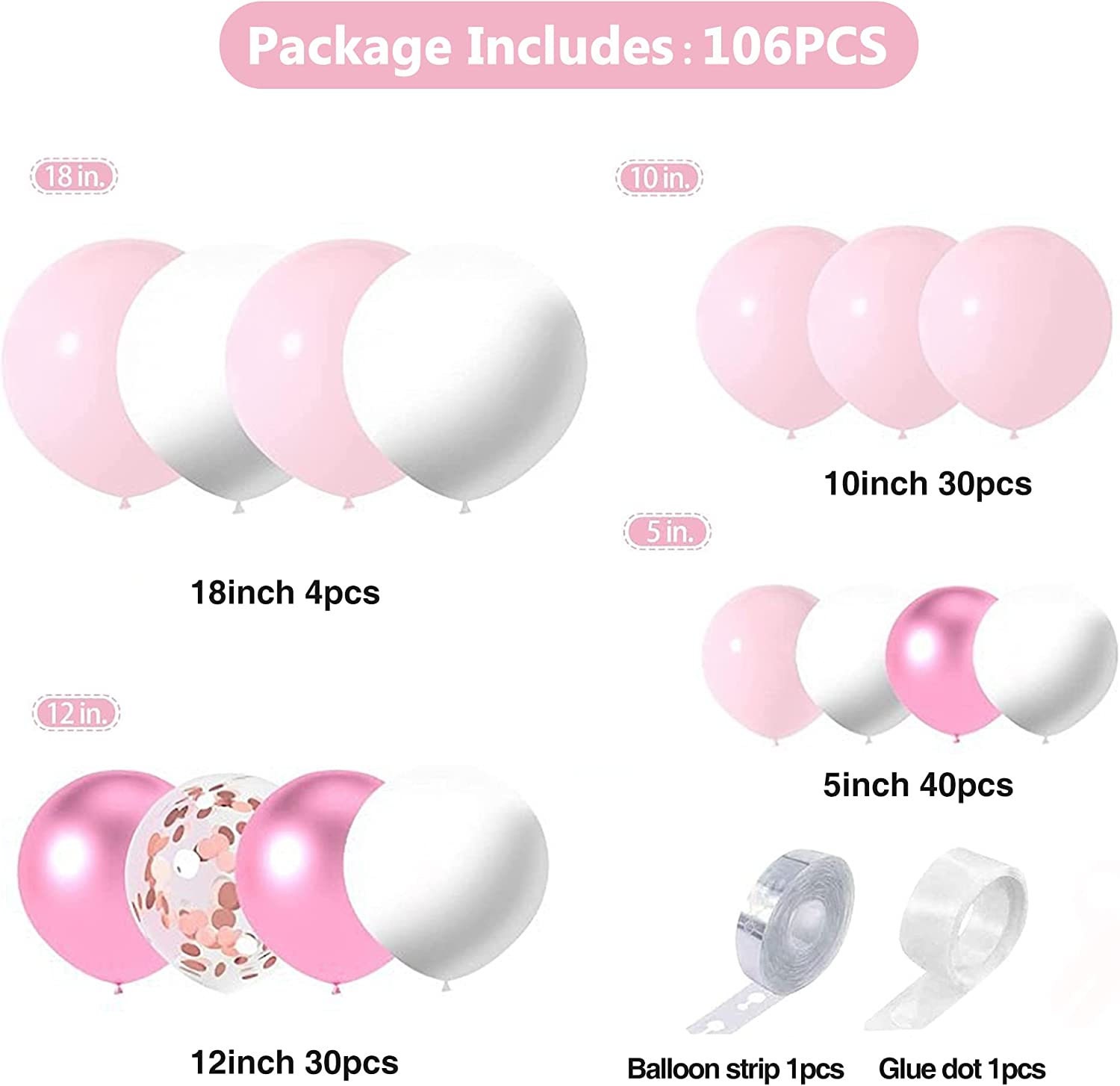 Pink White and Rose Gold Balloons Arch Garland Kit for - Etsy