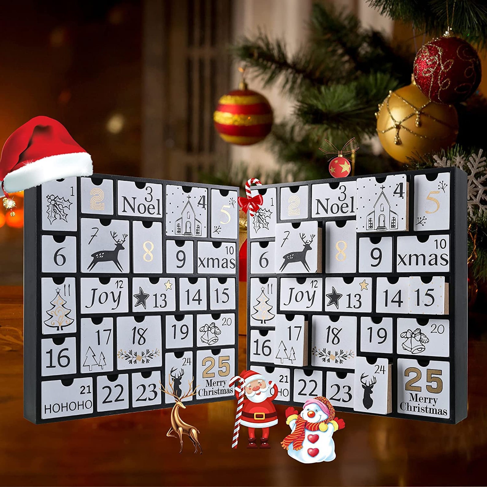 Christmas Wooden Advent Calendar Boxes With 25 Drawers and Etsy