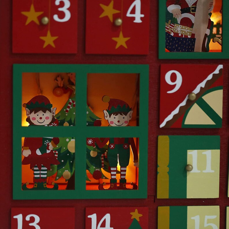 Christmas Wooden Advent Calendar House With Drawers to Fill Etsy