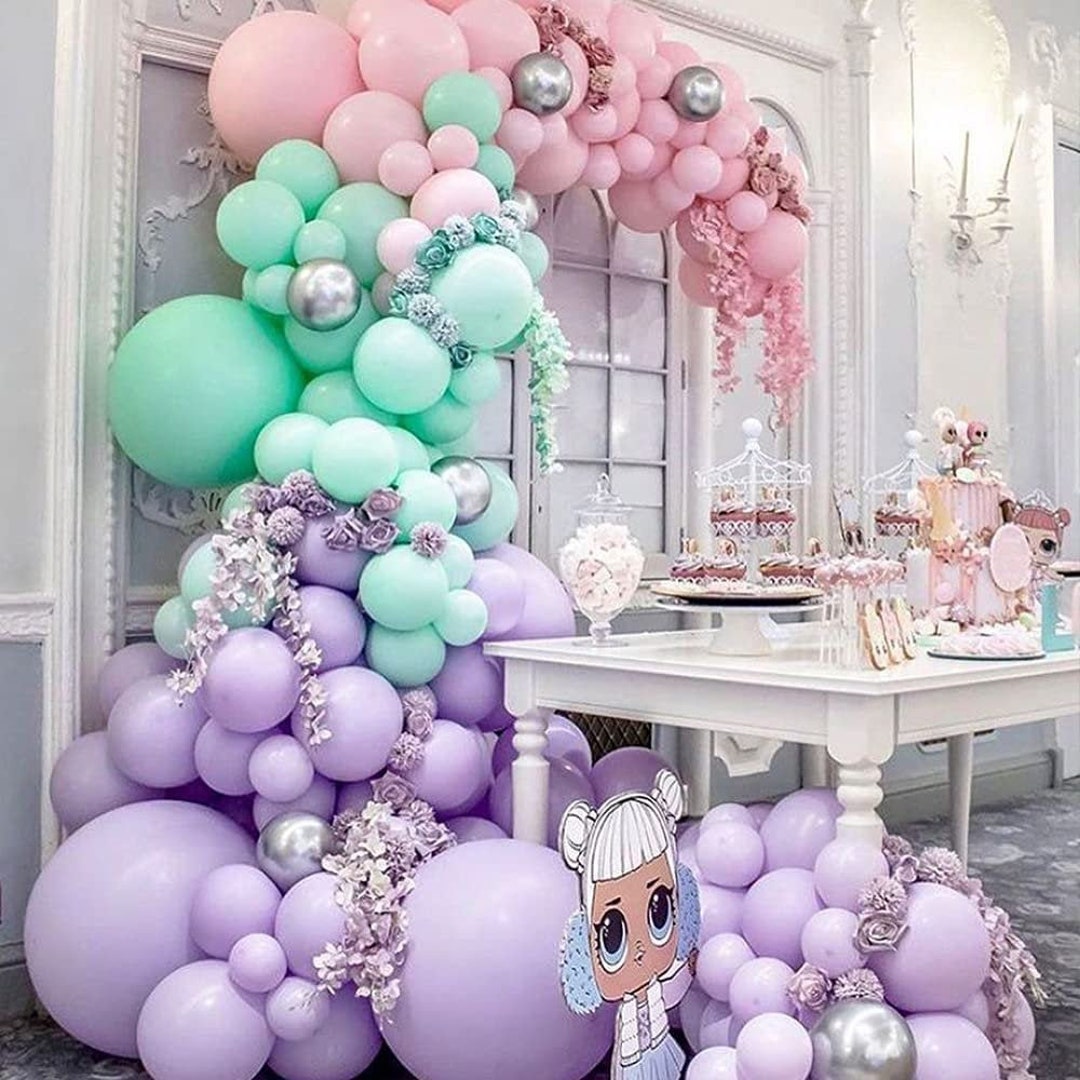 Macaron Pink Macaron Green and Purple Balloon Garland Arch Kit - Etsy