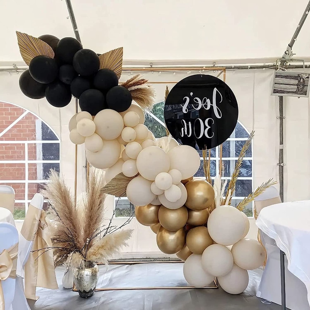 Black Gold Balloons Garland Kit Sand White Balloon for Etsy
