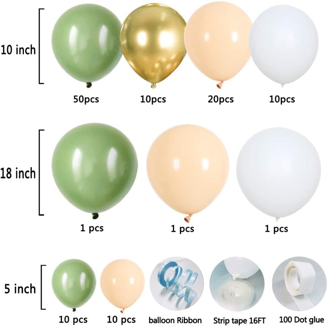 Sage Green Balloons Garland kit Arch green Olive Birthday | Etsy