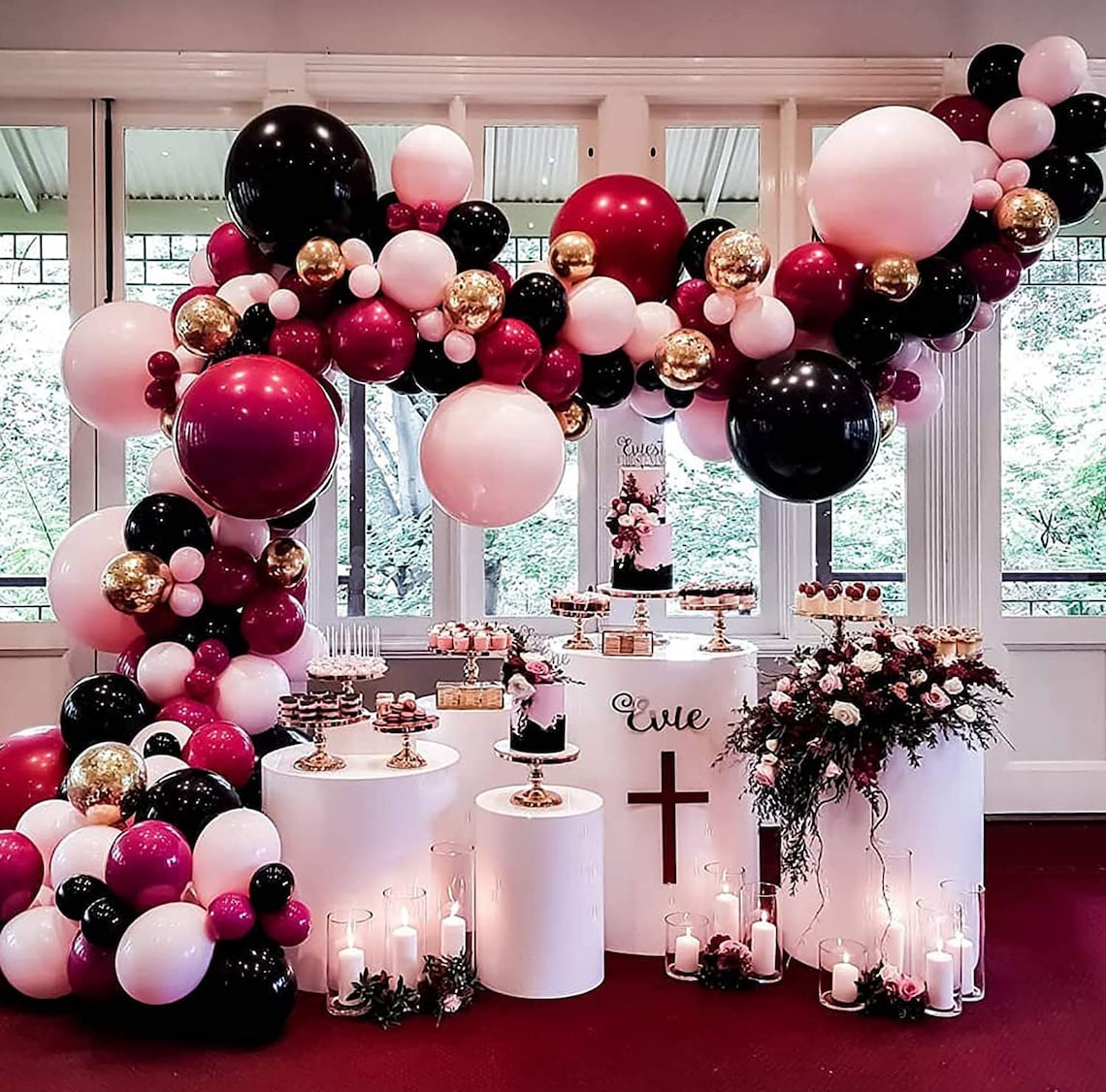 Pink Black Red Gold Balloon Garland Arch Kit for Elegant Etsy Pink Black Red Gold Balloon Garland Arch Kit for Elegant Etsy