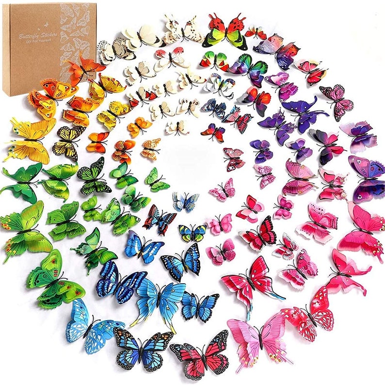 96pcs 3D Butterfly Wall Decals Colorful Butterflies Decor Etsy