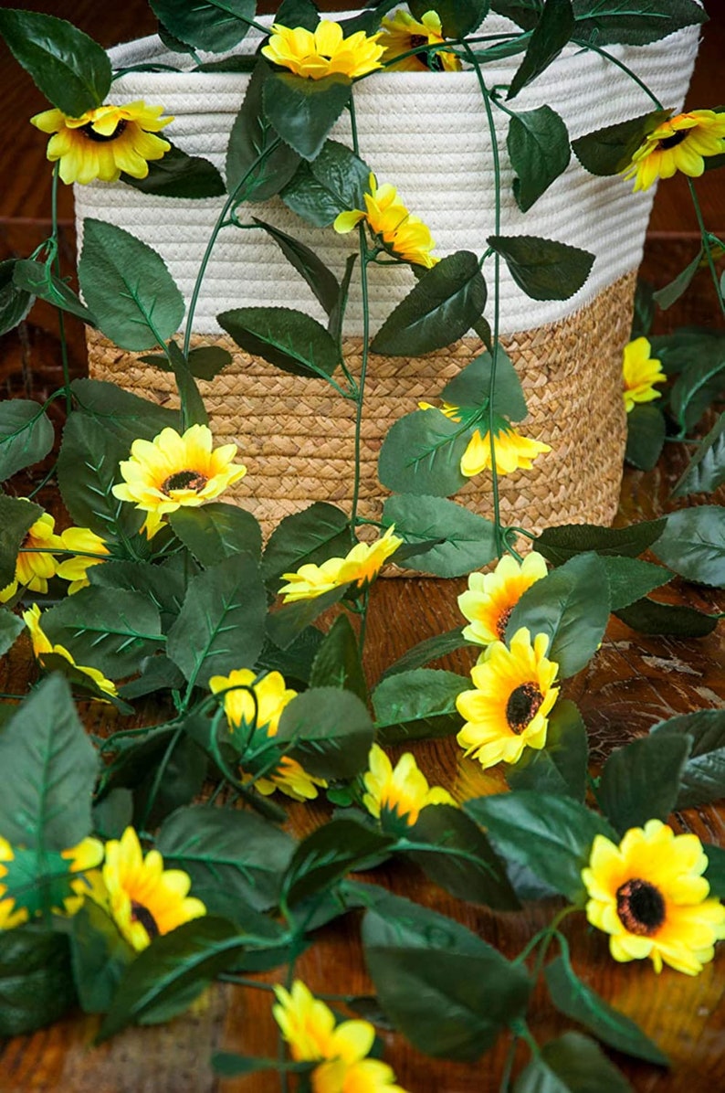 Artificial Sunflower Garland Silk Sunflower Vine Flower Etsy