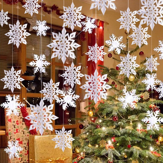 150PCS Christmas White Snowflakes Decorations Xmas Tree Party Ornaments UK. 