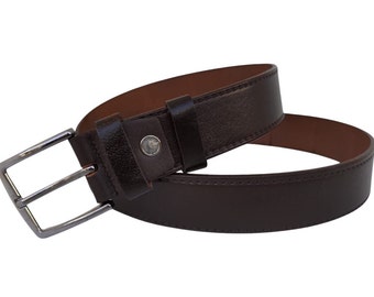 Ceinture en cuir de couleur Bourgogne pour hommes, robe décontractée en cuir de buffle doux uni et ceinture de travail, cadeau pour lui, cadeau pour petit ami, cadeau pour papa