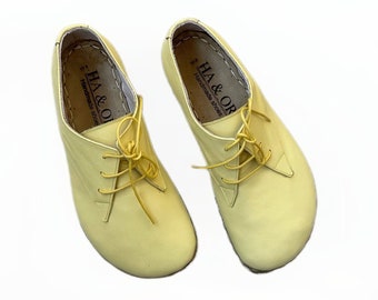 Chaussures de protection Cuivre femme, Chaussures pieds nus femme, Chaussures de protection, Semelle en cuir, Jaune clair