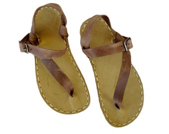 Handmade Leather Men Traveler Sandals,  Sustainable  Barefoot Sandals Men Leather