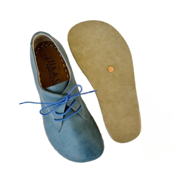 Grounding Shoes Men,  Barefoot Shoes Men,   Grounding Shoe Copper,  Leather Sole,  Sky Blue