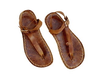 Rivet en cuivre | Sandales de mise à la terre pour femmes | Nouveau brun fou | Sandales de voyage pour femmes en cuir faites main