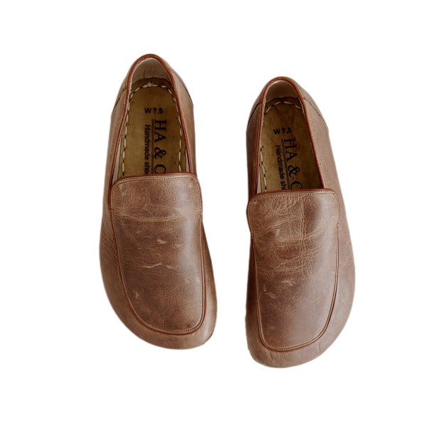 Mens Grounding Shoe | Copper Rivet | Minimalistic Shoes Men | Camel Color