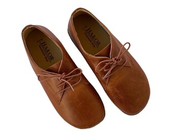 Copper Sole Mens Grounding Shoe, Barefoot Grounding, Leather Sole, Crayz Brown