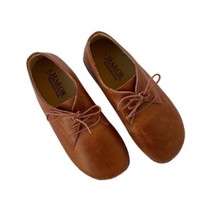 Mens Brown Wide Toe Box Barefoot Shoes, All Natural Leather Mens Wider Shoes