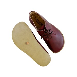 Grounding Shoe Copper,  Men Barefoot Shoes,  Grounding Shoes Men,  Leather Sole, Burgundy