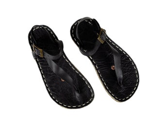 Herren Erdung Sandalen | Kupferniete | Handgefertigte Leder Herren Traveller Sandalen | Schwarz