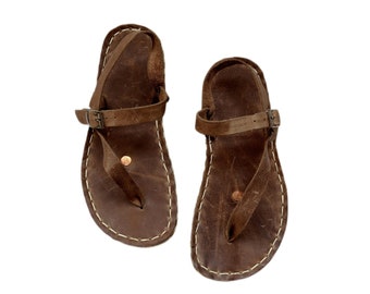 Sandalias de viajero de cuero hechas a mano para hombres, sandalias descalzas sostenibles de cuero para hombres