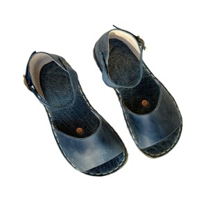 Sky Blue Grounding sandals For Women, Copper Rivet Barefoot Sandals, Minimalist Shoes, Leather Sole