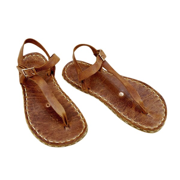 Mens Grounding Sandals |  Copper Rivet | New Crazy Brown | Handmade Leather Mens Traveler Sandals
