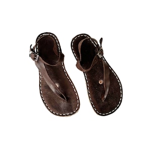 Copper Rivet | Womens Grounding Sandals | Dark Brown | Handmade Leather Womens Traveler Sandals