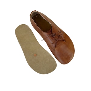 Grounding Shoe Copper,  Men Barefoot Shoes,  Grounding Shoes Men,  Leather Sole,  Crazy Brown