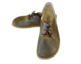 Grounding Shoes Men,  Barefoot Shoes Men,   Grounding Shoe Copper,  Leather Sole,  Military Green