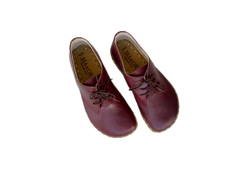 Grounding Shoe Copper, Barefoot Shoes Men, Grounding Shoes Men, Leather Sole, Burgundy