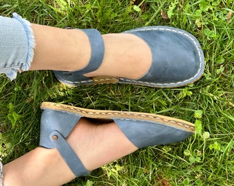 Sky Light Blue Barefoot Sandals For Women, Minimalist Shoes, Barefoot Sandals Women Leather