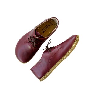 Grounding Shoe Copper, Barefoot Shoes Men, Grounding Shoes Men, Leather Sole, Burgundy