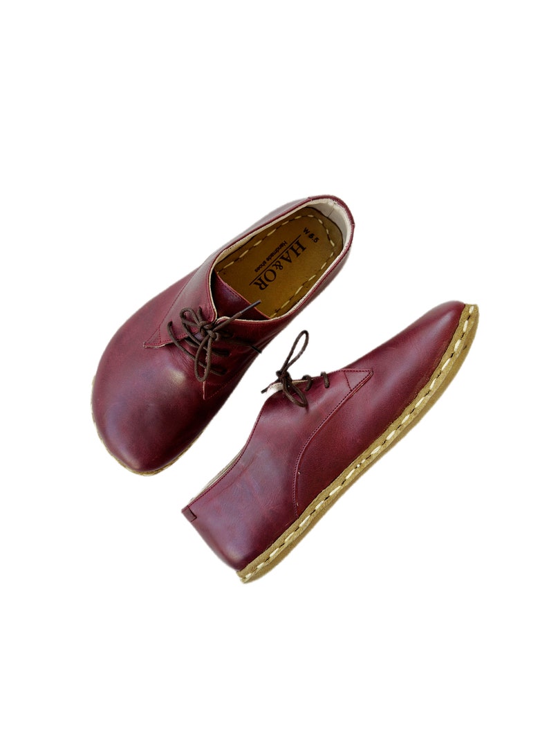 Grounding Shoe Copper, Barefoot Shoes Men, Grounding Shoes Men, Leather Sole, Burgundy