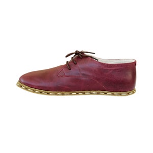 Grounding Shoe Copper, Barefoot Shoes Men, Grounding Shoes Men, Leather Sole, Burgundy
