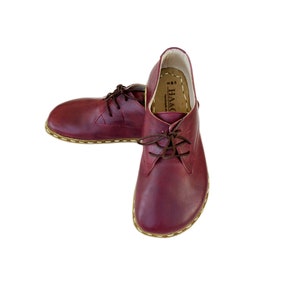 Grounding Shoe Copper, Barefoot Shoes Men, Grounding Shoes Men, Leather Sole, Burgundy