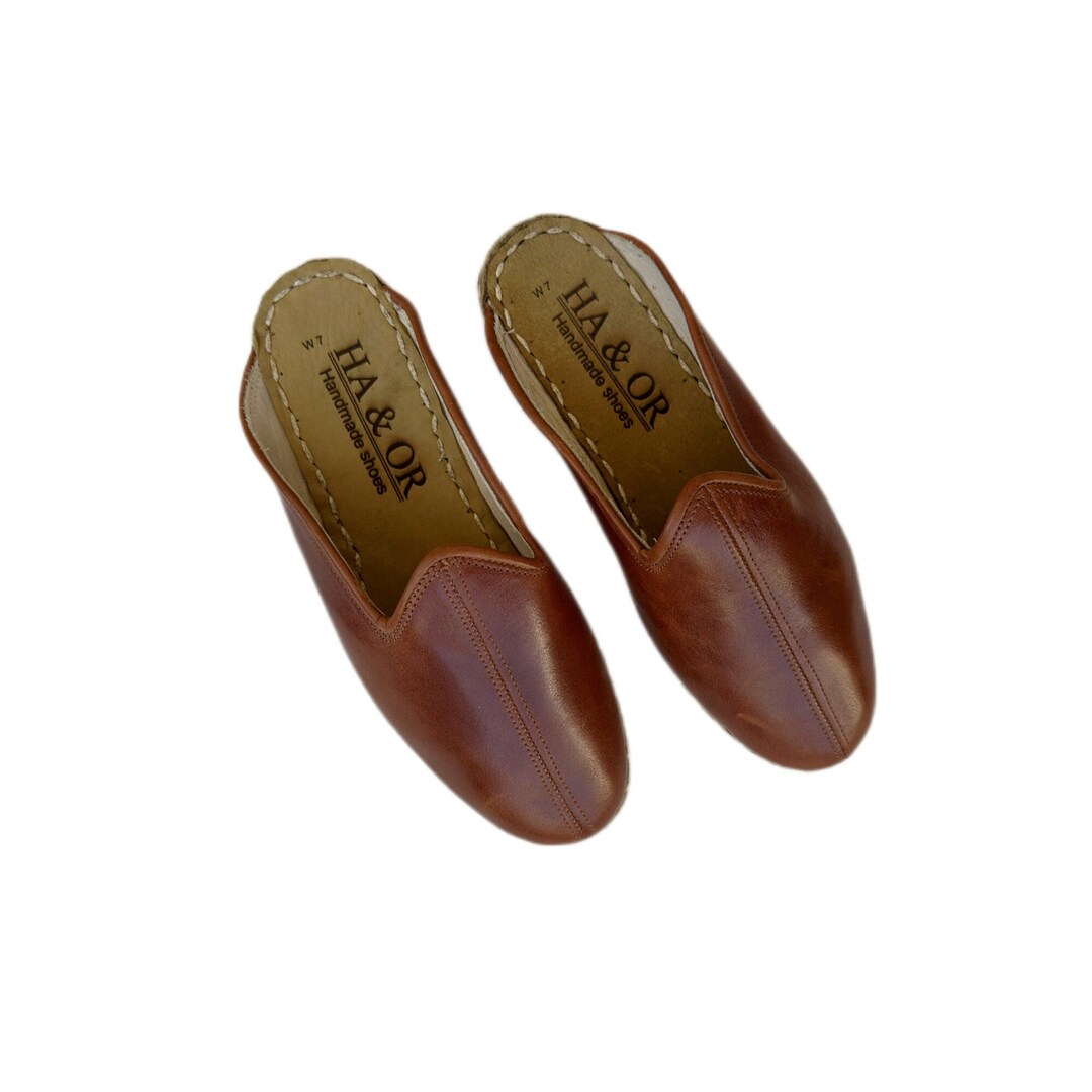 mens leather mule slippers