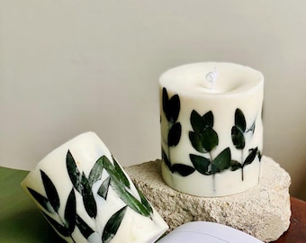 Botanical Dried flower candle, pressed flowers candle, Handmade gift for her, Favors candles, Housewarming gift, Best friend gift candle