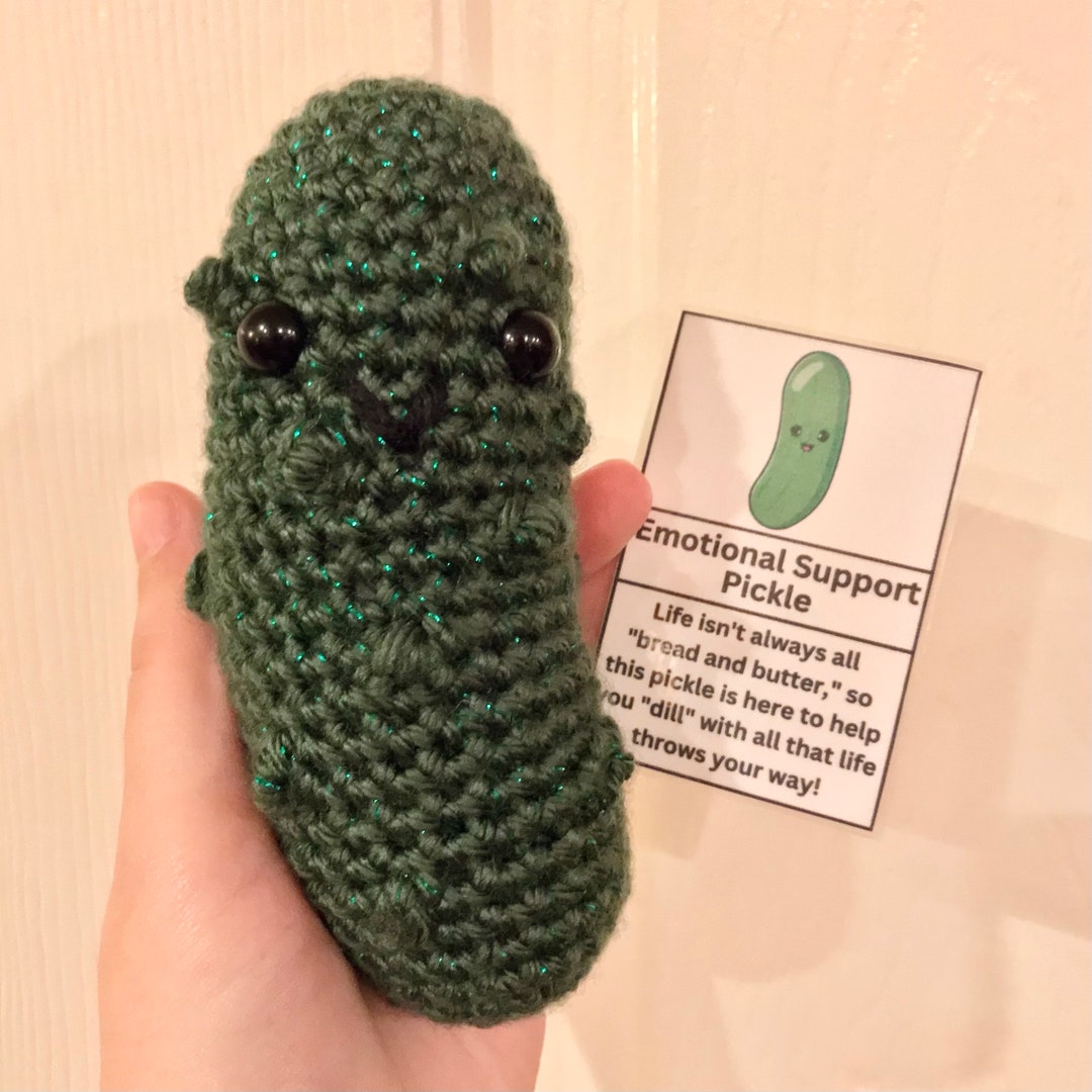 PICKLE PALS Emotional Support Pickle Plush Amigurumi W/ Laminated Card 
