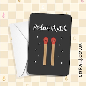 Perfect Match-  Valentines  - Anniversary - Birthday - Love - Card - Handmade Cute Funny Pun - Tinder - Hinge - Bumble - Online Dating App