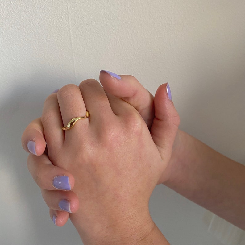 Trending Jewellery \u2022 Gift for her Minimalist Wave Design Adjustable Ring 925 Silver Gold Plated