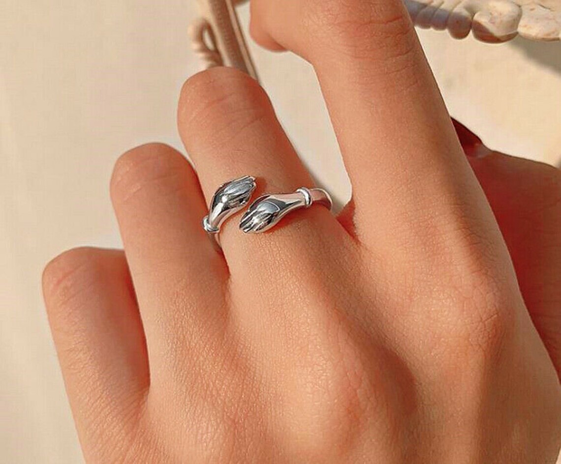 Love Hug Adjustable Rings 925 Sterling Silver Women Girl | Etsy