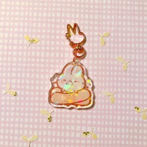 Bandaged Bunny Acrylic Charm with Holo Epoxy Finish (Double-Sided)