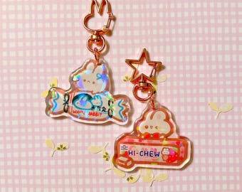Kindheit Candy Bunny Acryl Anhänger mit Holo Epoxy Finish (Doppelseitig)