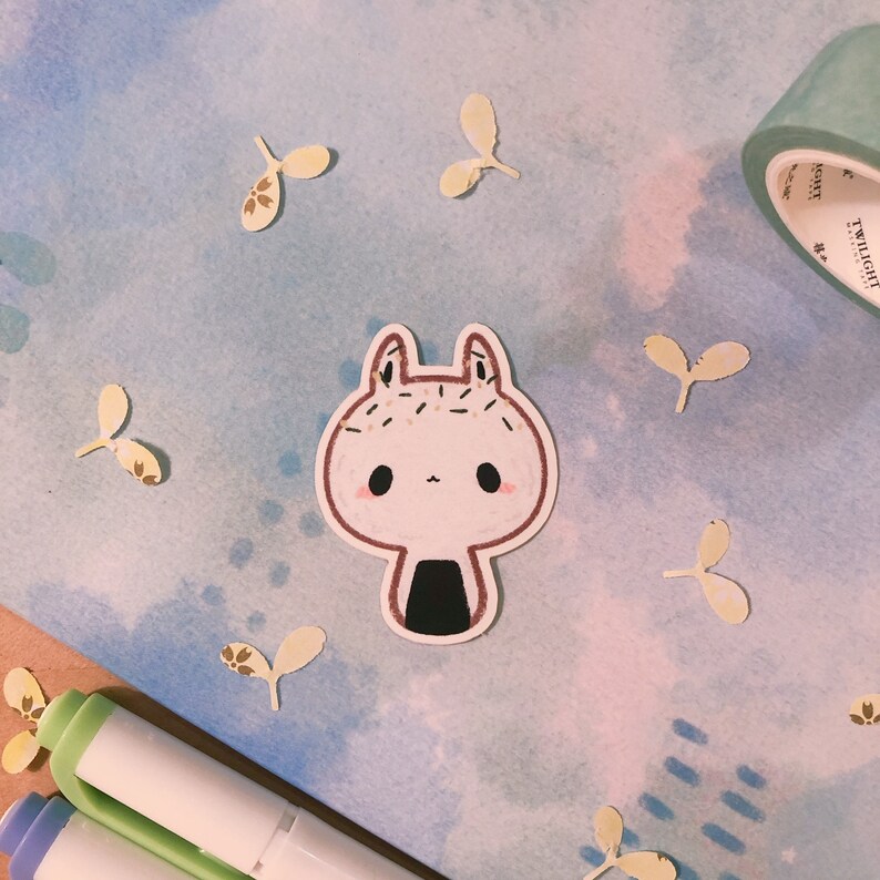 Bunny Shaped Food Matte Stickers (Bubble Tea, Onigiri, Takoyaki) - Die cut, Individual or Trio image 3