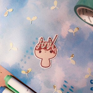 Bunny Shaped Food Matte Stickers (Bubble Tea, Onigiri, Takoyaki) - Die cut, Individual or Trio image 4