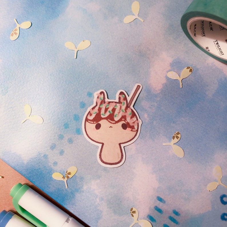 Bunny Shaped Food Matte Stickers (Bubble Tea, Onigiri, Takoyaki) - Die cut, Individual or Trio image 4