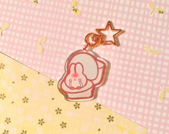 Toilet Bunny Acrylic Charm with Glitter Epoxy Finish (Double-Sided)