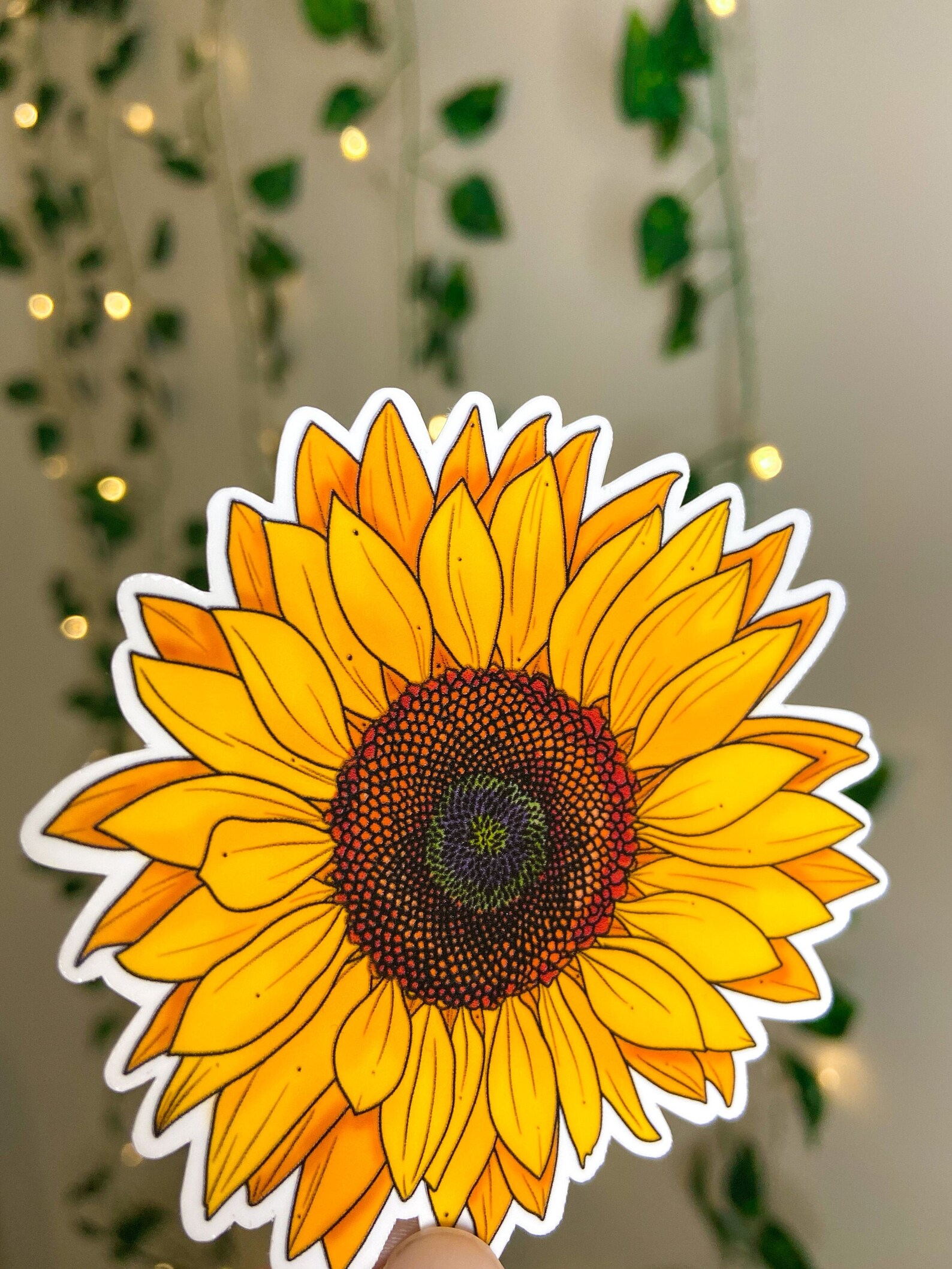 Sunflower Glossy Waterproof Sticker Yellow Flower Garden Etsy