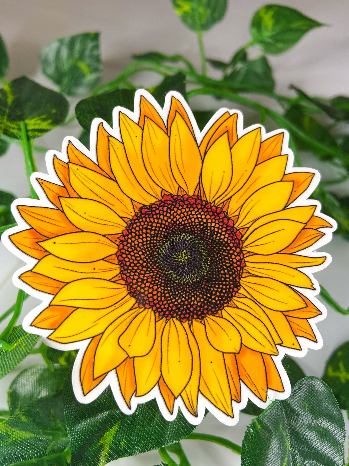 Sunflower Glossy Waterproof Sticker Yellow Flower Garden Etsy
