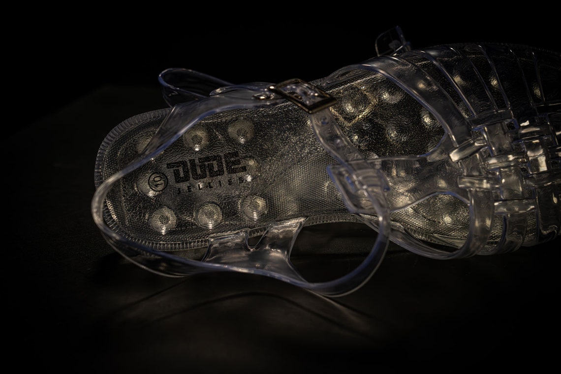 mens jelly sandals clear
